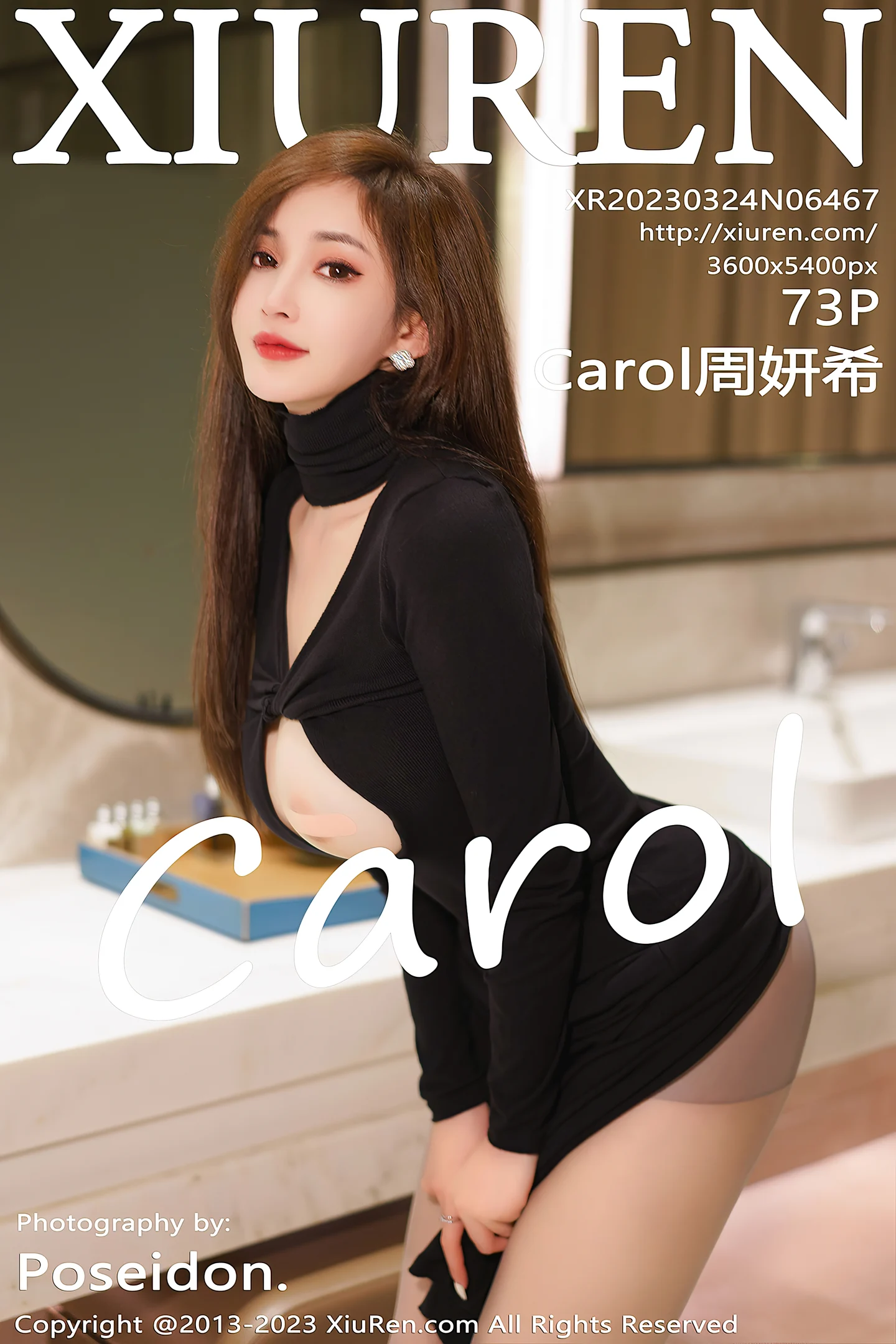 [XiuRen秀人网]2023.03.24 VOL.6467 Carol周妍希 黑色紧身情趣连衣裙加灰丝美腿性感私房写真集-秀人网官方网站